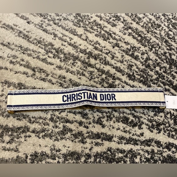 Christian Dior Embroidered Canvas Leather Blanc/Bleu size 80 - Picture 4 of 8